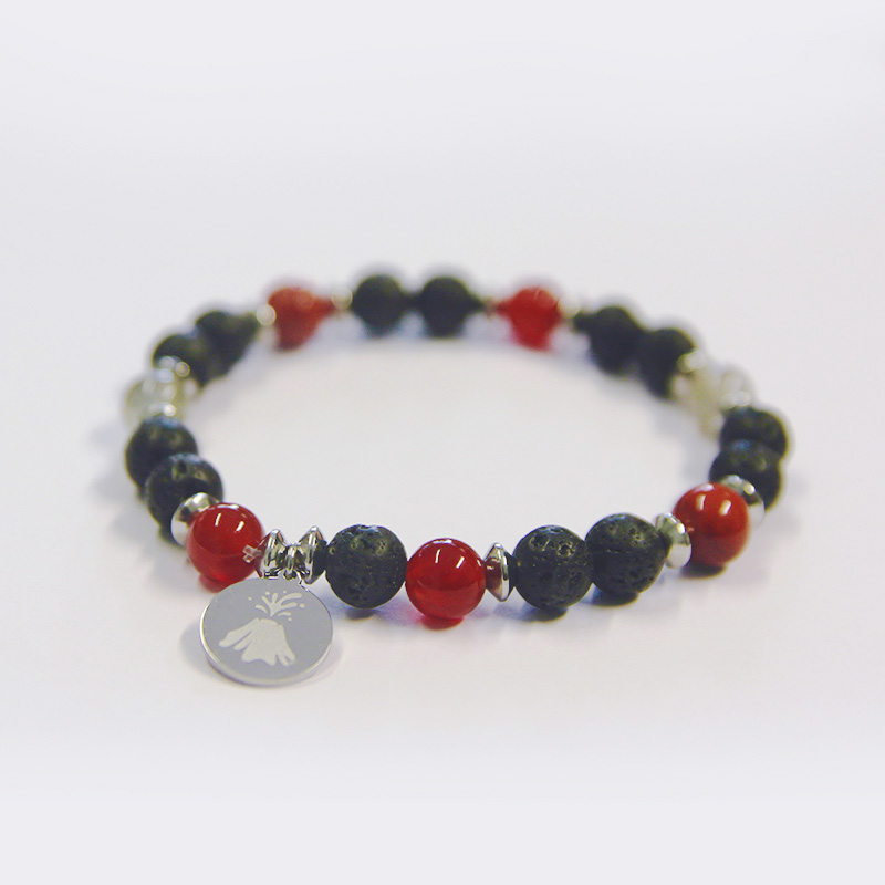 Bracelet exclusif volcan avec perles en minéraux (8 mm)