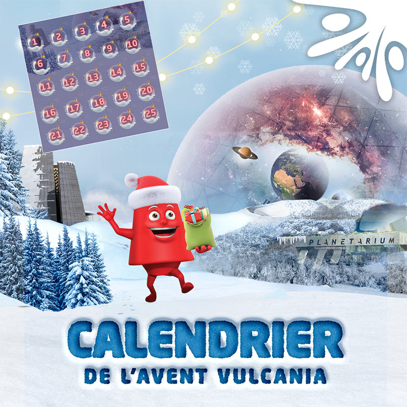 Du 1er au 25 décembre, tentez de remporter de nombreux lots en jouant au calendrier de l'Avent de Vulcania : des entrées pour Le Pal et le Parc animalier d'Auvergne, une visite de la brasserie Darklab, et bien d'autres surprises !