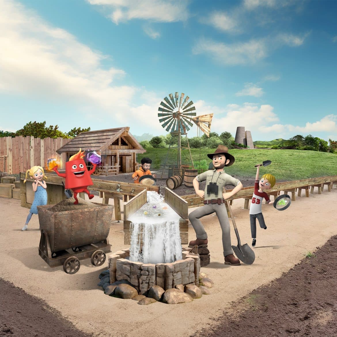 Découvrez la nouveauté : la Rivière des Minéraux, animation à partir de 3 ans ou les apprentis chercheurs de minéraux découvriront leur premier tamis !