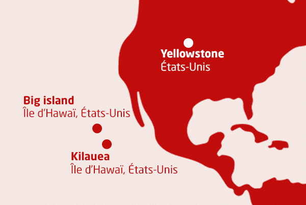 Map terre de volcans États-Unis