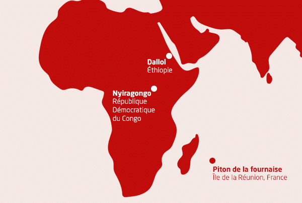 Map terre de volcans Éthiopie RDC